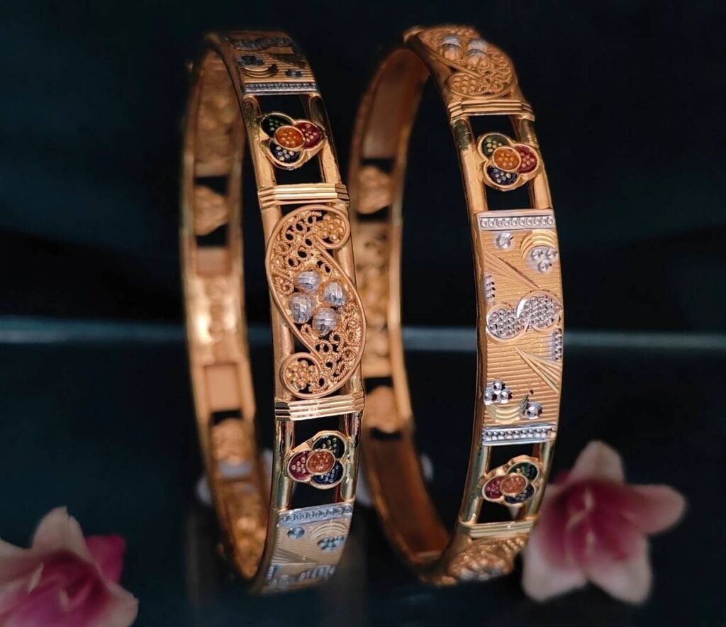 916 Gold Indian Design Double Pipe Kadli DP-009