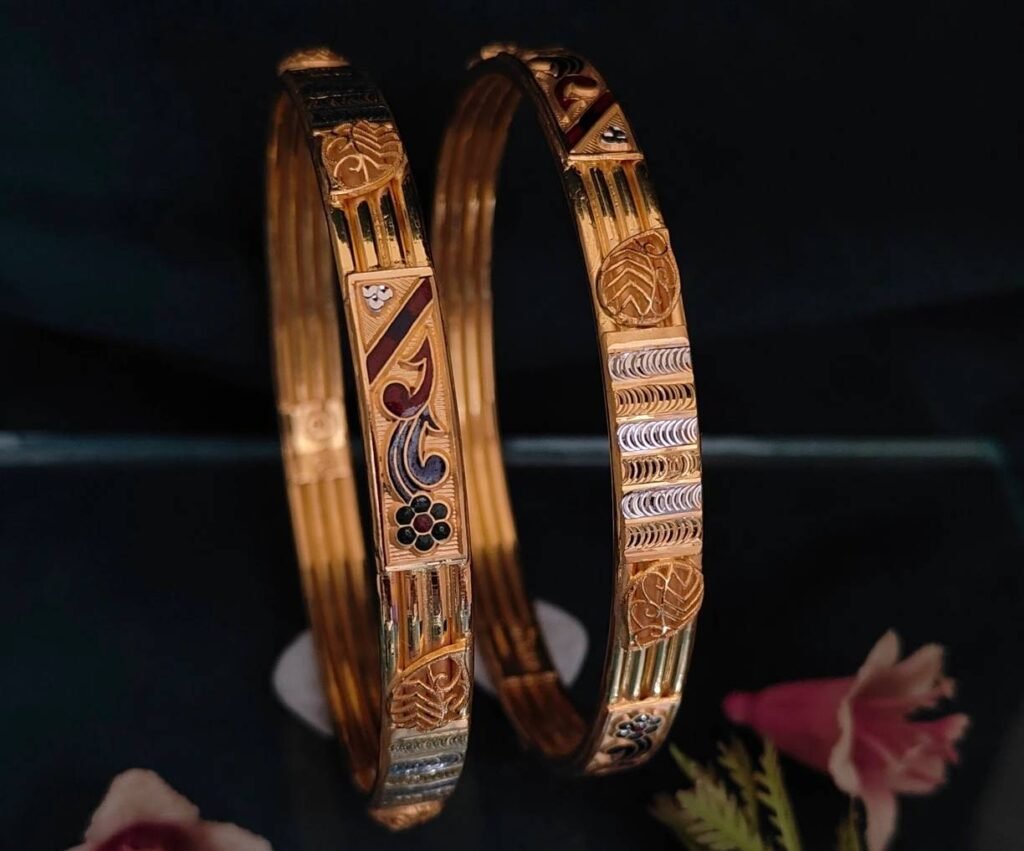 916 Gold Modern Double Pipe Kadli DP-023
