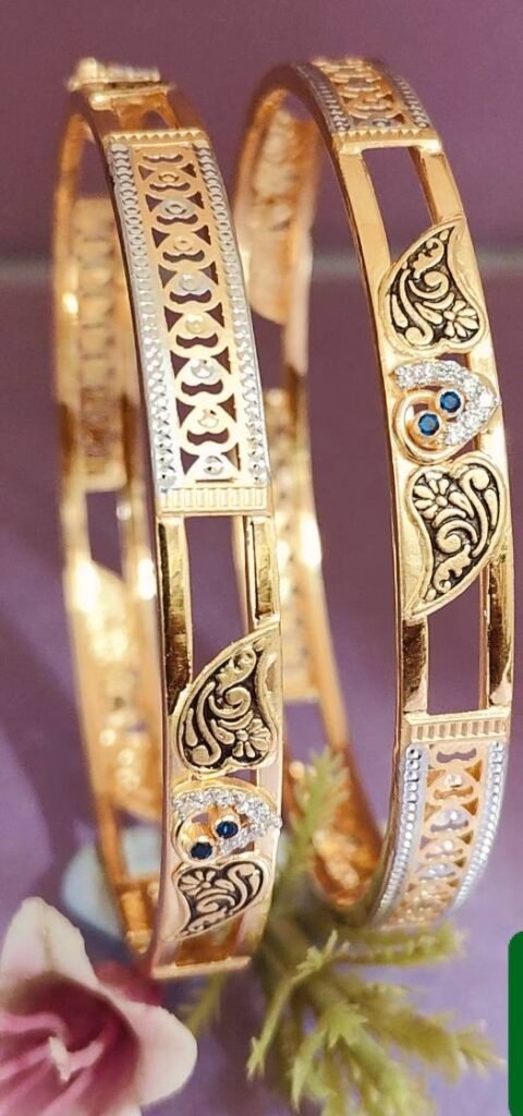 916 Gold Modern Double Pipe Kadli DP-579